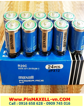 COMBO 01Hộp 24viên Pin D 1.5v Maxell Power ACE R20C (Vỏ xanh) chính hãng _Giá chỉ 219.000đ/Hộp